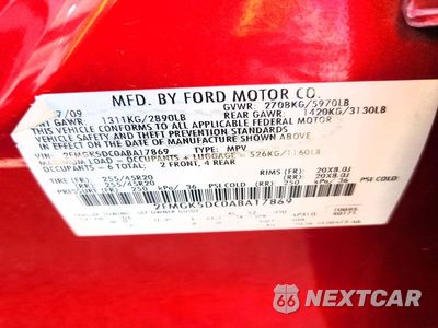 Zdjęcie 12 z 12 samochodu: 2010 FORD FLEX LIMITED VIN:2FMGK5DC0ABA17869 - miniatura