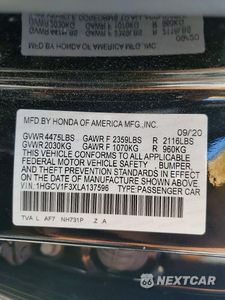 Zdjęcie 12 z 12 samochodu: 2020 HONDA ACCORD SPORT VIN:1HGCV1F3XLA137596 - miniatura