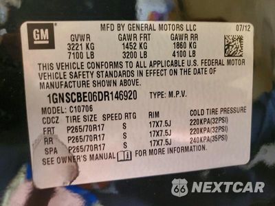 Zdjęcie 14 z 14 samochodu: 2013 CHEVROLET TAHOE C1500 LT VIN:1GNSCBE06DR146920 - miniatura