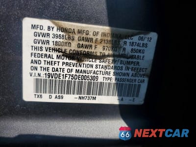 Zdjęcie 12 z 12 samochodu: 2013 ACURA ILX 20 TECH VIN:19VDE1F75DE005309 - miniatura