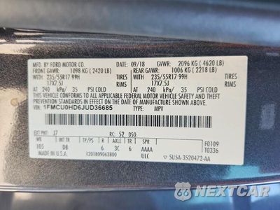 Zdjęcie 13 z 13 samochodu: 2018 FORD ESCAPE SEL VIN:1FMCU0HD6JUD36685 - miniatura