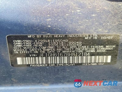 Zdjęcie 13 z 13 samochodu: 2008 SUBARU IMPREZA 2.5I VIN:JF1GH61678H812184 - miniatura