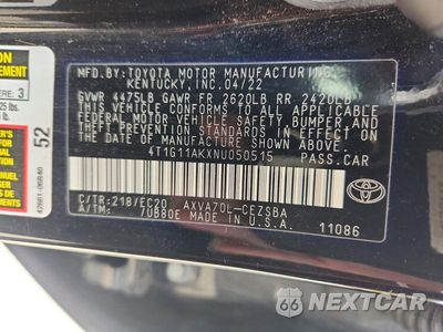 Zdjęcie 13 z 13 samochodu: 2022 TOYOTA CAMRY SE NIGHTSHADE VIN:4T1G11AKXNU050515 - miniatura