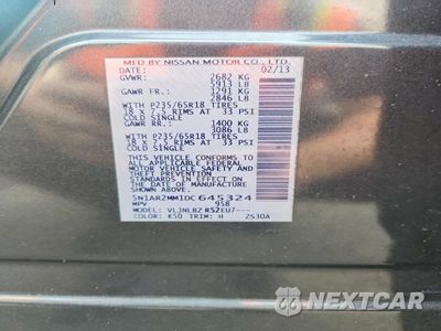 Zdjęcie 13 z 13 samochodu: 2013 NISSAN PATHFINDER S VIN:5N1AR2MM1DC645324 - miniatura