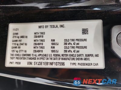 Zdjęcie 13 z 13 samochodu: 2022 TESLA MODEL 3 VIN:5YJ3E1EB1NF107596 - miniatura