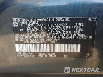 Zdjęcie 12 z 12 samochodu: 2012 TOYOTA RAV4 BASE VIN:2T3BF4DV7CW249755 - miniatura