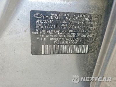 Zdjęcie 12 z 12 samochodu: 2010 HYUNDAI ELANTRA GLS VIN:KMHDU4AD9AU059245 - miniatura