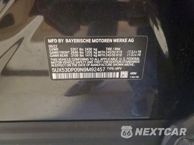 Zdjęcie 13 z 13 samochodu: 2022 BMW X3 XDRIVE30I VIN:5UX53DP09N9M92457 - miniatura