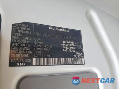 Zdjęcie 12 z 12 samochodu: 2016 MERCEDES-BENZ SPRINTER 2500 DELIVERY VAN VIN:WD3PE8DD3GP315656 - miniatura