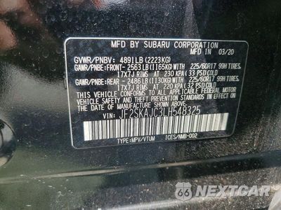 Zdjęcie 12 z 12 samochodu: 2020 SUBARU FORESTER PREMIUM VIN:JF2SKAJC3LH548325 - miniatura