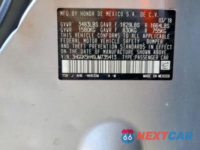 Zdjęcie 13 z 13 samochodu: 2018 HONDA FIT LX VIN:3HGGK5H49JM735413 - miniatura