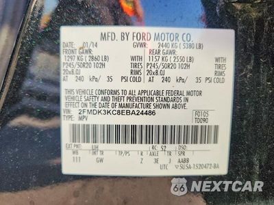 Zdjęcie 14 z 14 samochodu: 2014 FORD EDGE LIMITED VIN:2FMDK3KC8EBA24486 - miniatura