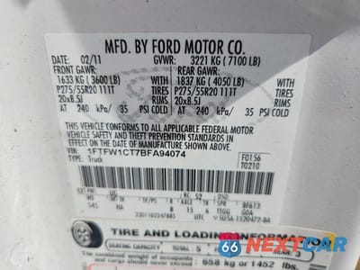 Zdjęcie 12 z 12 samochodu: 2011 FORD F150 SUPERCREW VIN:1FTFW1CT7BFA94074 - miniatura