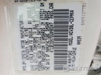 Zdjęcie 12 z 12 samochodu: 2002 TOYOTA CAMRY LE VIN:4T1BE32K72U098347 - miniatura