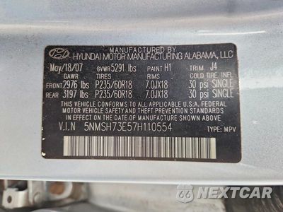 Zdjęcie 13 z 13 samochodu: 2007 HYUNDAI SANTA FE SE VIN:5NMSH73E57H110554 - miniatura