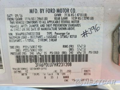 Zdjęcie 12 z 12 samochodu: 2017 FORD FUSION SE HYBRID VIN:3FA6P0LU7HR231208 - miniatura