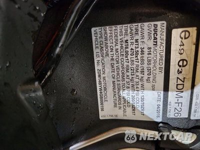 Zdjęcie 9 z 9 samochodu: 2016 DUCATI SUPERBIKE 1299 PANIGALE VIN:ZDM14BYW4GB006156 - miniatura