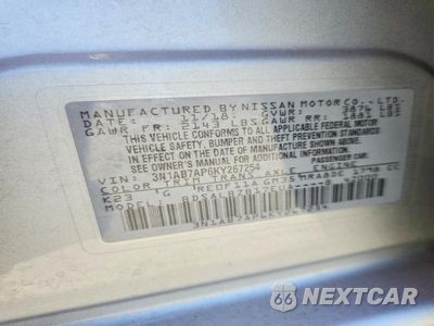 Zdjęcie 12 z 12 samochodu: 2019 NISSAN SENTRA S VIN:3N1AB7AP6KY267254 - miniatura