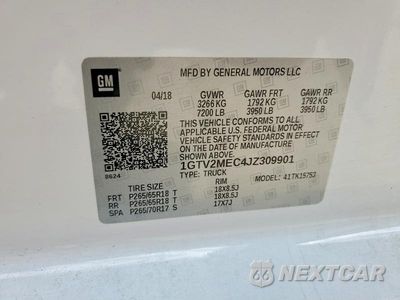 Zdjęcie 12 z 12 samochodu: 2018 GMC SIERRA K1500 SLE VIN:1GTV2MEC4JZ309901 - miniatura