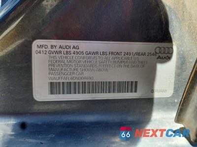 Zdjęcie 12 z 12 samochodu: 2013 AUDI A4 PREMIUM PLUS VIN:WAUFFAFL6DN004690 - miniatura
