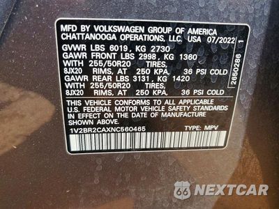 Zdjęcie 13 z 13 samochodu: 2022 VOLKSWAGEN ATLAS SEL VIN:1V2BR2CAXNC560465 - miniatura