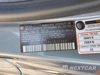 Zdjęcie 12 z 12 samochodu: 2005 BMW 645 CI AUTOMATIC VIN:WBAEK73465B323811 - miniatura