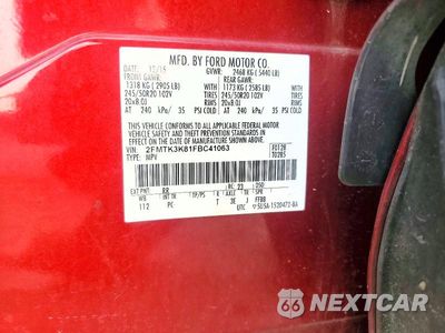 Zdjęcie 13 z 13 samochodu: 2015 FORD EDGE TITANIUM VIN:2FMTK3K81FBC41063 - miniatura