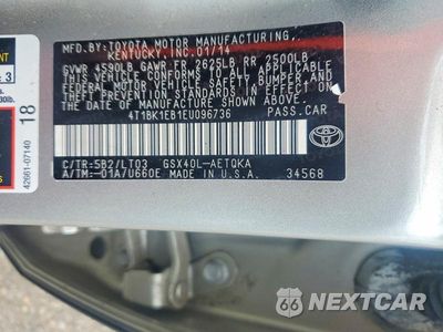 Zdjęcie 12 z 12 samochodu: 2014 TOYOTA AVALON XLE TOURING VIN:4T1BK1EB1EU096736 - miniatura