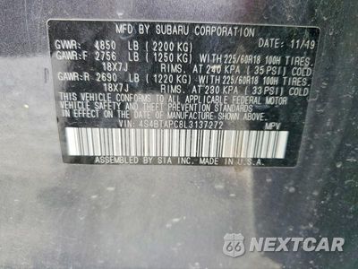 Zdjęcie 12 z 12 samochodu: 2020 SUBARU OUTBACK TOURING VIN:4S4BTAPC8L3137272 - miniatura