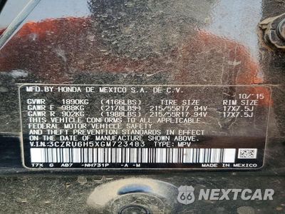 Zdjęcie 13 z 13 samochodu: 2016 HONDA HR-V EX VIN:3CZRU6H5XGM723483 - miniatura