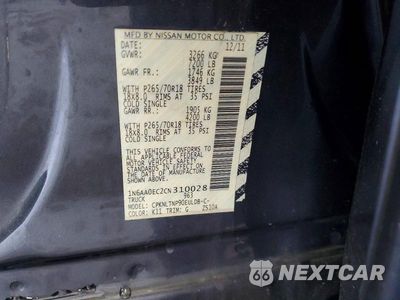 Zdjęcie 12 z 12 samochodu: 2012 NISSAN TITAN SV VIN:1N6AA0EC2CN310028 - miniatura
