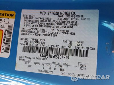 Zdjęcie 12 z 12 samochodu: 2024 FORD MUSTANG VIN:1FA6P8TH5R5137219 - miniatura