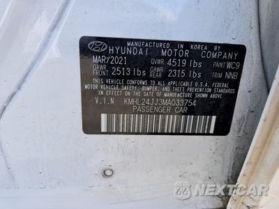 Zdjęcie 12 z 12 samochodu: 2021 HYUNDAI SONATA HYBRID BLUE VIN:KMHL24JJ3MA033754 - miniatura
