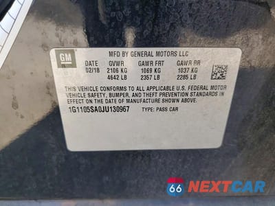 Zdjęcie 12 z 12 samochodu: 2018 CHEVROLET IMPALA LT VIN:1G1105SA0JU130967 - miniatura