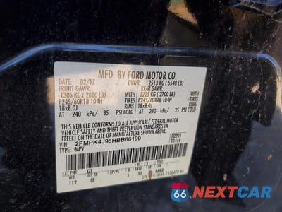 Zdjęcie 12 z 12 samochodu: 2017 FORD EDGE SEL VIN:2FMPK4J96HBB66199 - miniatura