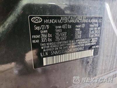 Zdjęcie 12 z 12 samochodu: 2020 HYUNDAI SANTA FE SEL VIN:5NMS33AD4LH180462 - miniatura
