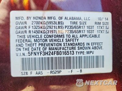 Zdjęcie 13 z 13 samochodu: 2015 HONDA PILOT LX VIN:5FNYF3H24FB016513 - miniatura