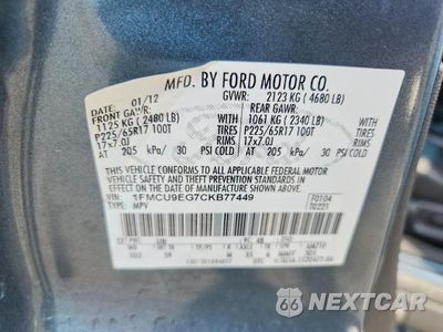 Zdjęcie 13 z 13 samochodu: 2012 FORD ESCAPE LIMITED VIN:1FMCU9EG7CKB77449 - miniatura
