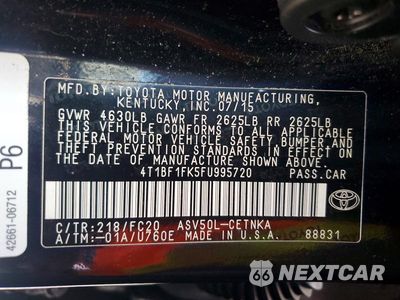 Zdjęcie 12 z 12 samochodu: 2015 TOYOTA CAMRY LE VIN:4T1BF1FK5FU995720 - miniatura