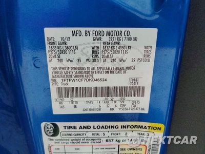 Zdjęcie 12 z 12 samochodu: 2013 FORD F150 SUPERCREW VIN:1FTFW1CF7DKD46524 - miniatura