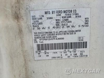 Zdjęcie 12 z 12 samochodu: 2007 FORD F150 SUPERCREW VIN:1FTPW12V07FA36550 - miniatura