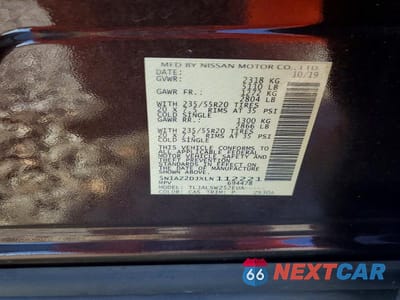 Zdjęcie 12 z 12 samochodu: 2020 NISSAN MURANO PLATINUM VIN:5N1AZ2DJXLN112221 - miniatura