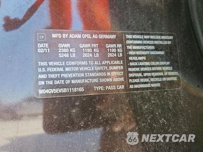 Zdjęcie 12 z 12 samochodu: 2011 BUICK REGAL CXL VIN:W04GV5EV5B1118165 - miniatura
