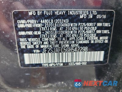 Zdjęcie 14 z 14 samochodu: 2016 SUBARU FORESTER 2.5I PREMIUM VIN:JF2SJAFC5GH542298 - miniatura