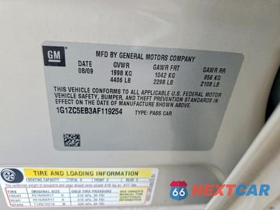 Zdjęcie 12 z 12 samochodu: 2010 CHEVROLET MALIBU 1LT VIN:1G1ZC5EB3AF119254 - miniatura