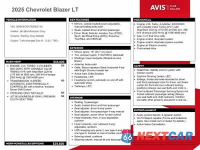 Zdjęcie 13 z 14 samochodu: 2025 CHEVROLET BLAZER 2LT VIN:3GNKBCR47SS252129 - miniatura