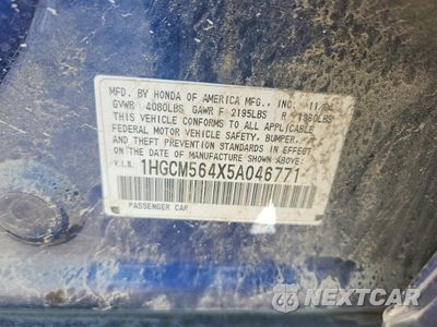 Zdjęcie 12 z 12 samochodu: 2005 HONDA ACCORD LX VIN:1HGCM564X5A046771 - miniatura