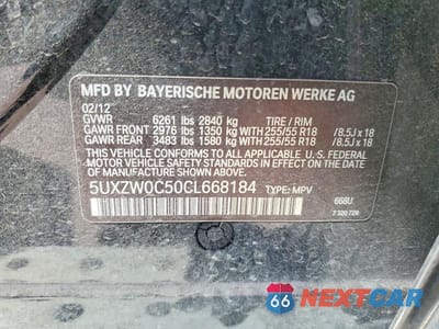 Zdjęcie 13 z 13 samochodu: 2012 BMW X5 XDRIVE35D VIN:5UXZW0C50CL668184 - miniatura