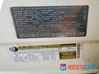 Zdjęcie 12 z 12 samochodu: 2011 VOLKSWAGEN TOUAREG V6 VIN:WVGFF9BP4BD005832 - miniatura