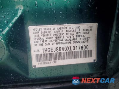 Zdjęcie 12 z 12 samochodu: 1999 HONDA CIVIC EX VIN:1HGEJ8640XL017600 - miniatura